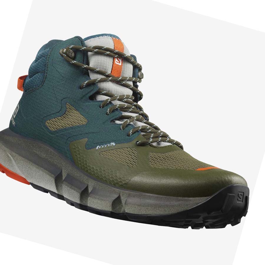 Tenis Senderismo Salomon PREDICT HIKE MID GORE-TEX Hombre Verdes Oscuro Verde Oliva | MX 3545ILH